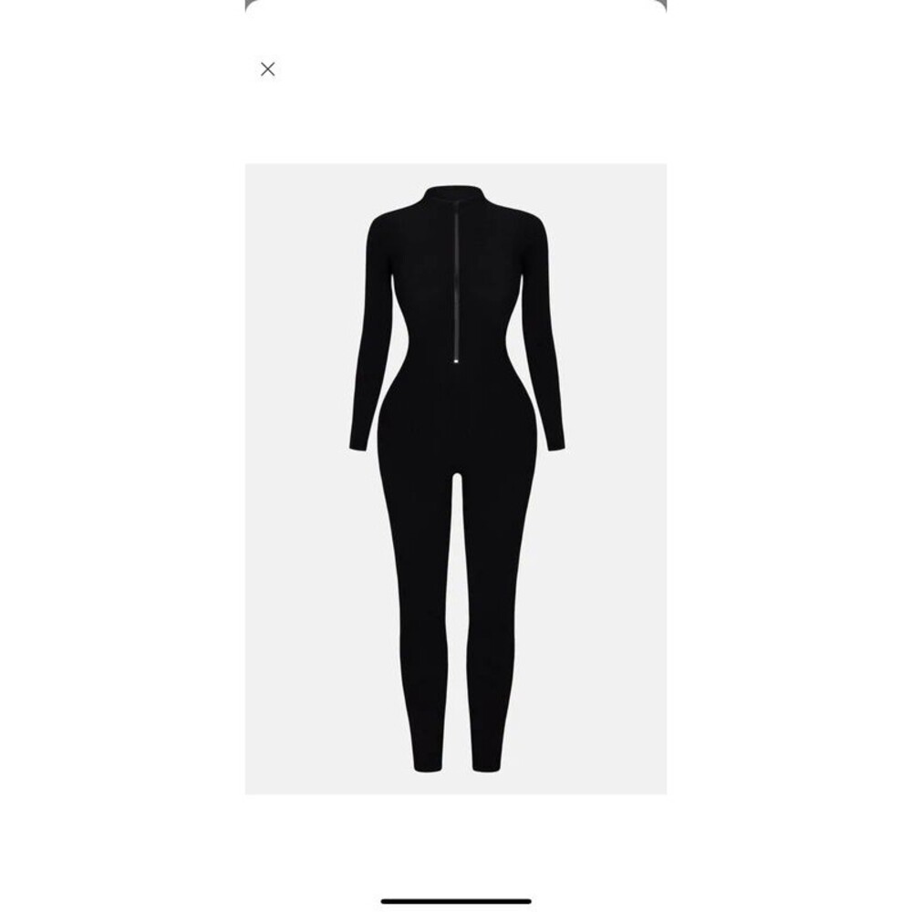Fashion Nova Sculpting Ribbed Jumpsuit - Matte Onyx Small